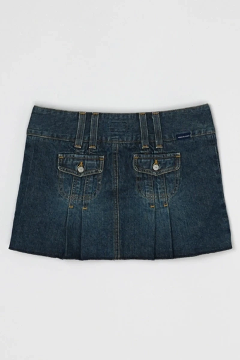 Vintage Y2k Abercrombie & Fitch Pleated Denim Micro Mini Skirt