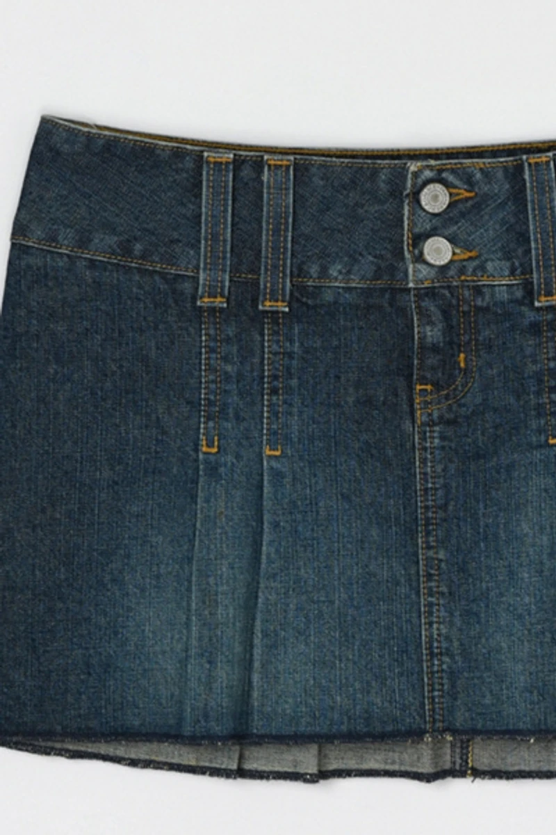 Vintage Y2k Abercrombie & Fitch Pleated Denim Micro Mini Skirt
