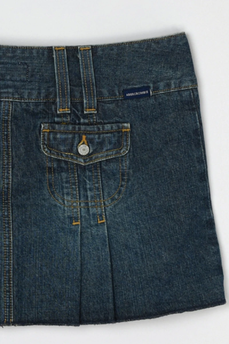 Vintage Y2k Abercrombie & Fitch Pleated Denim Micro Mini Skirt