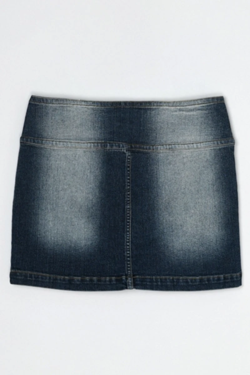 Vintage Y2k Belted Denim Mini Skirt