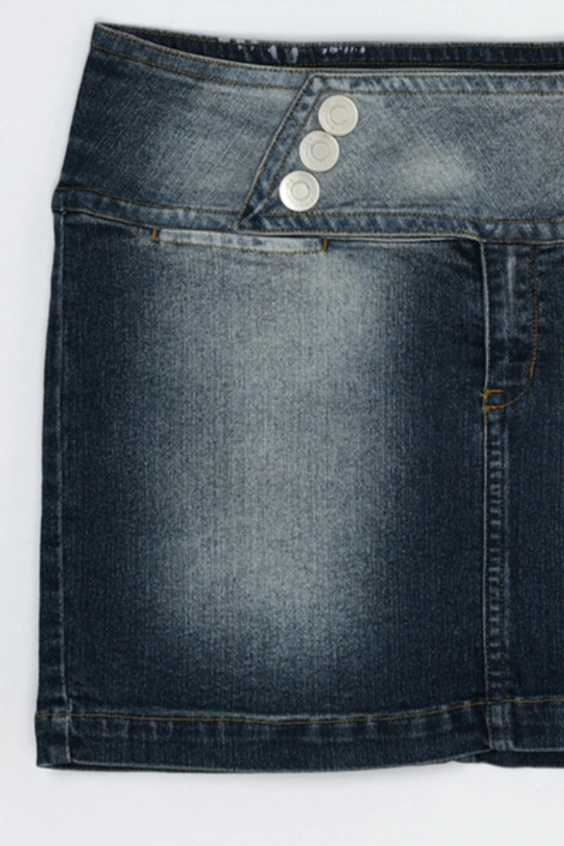 Vintage Y2k Belted Denim Mini Skirt