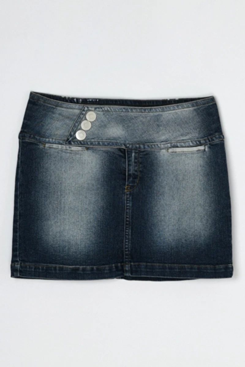 Vintage Y2k Belted Denim Mini Skirt