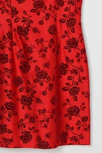 Vintage Y2k Red Flocked-Velvet Mini Dress