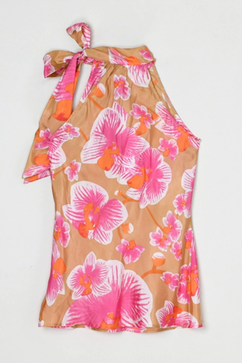 Vintage Y2k Silk Tied Halter Top