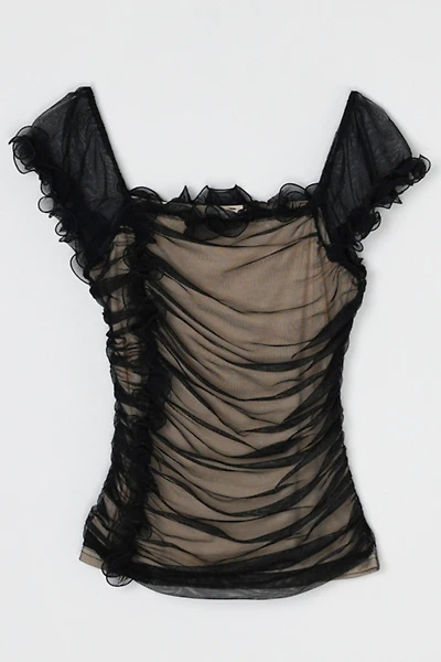 Vintage Y2k Black Ruched Mesh Top