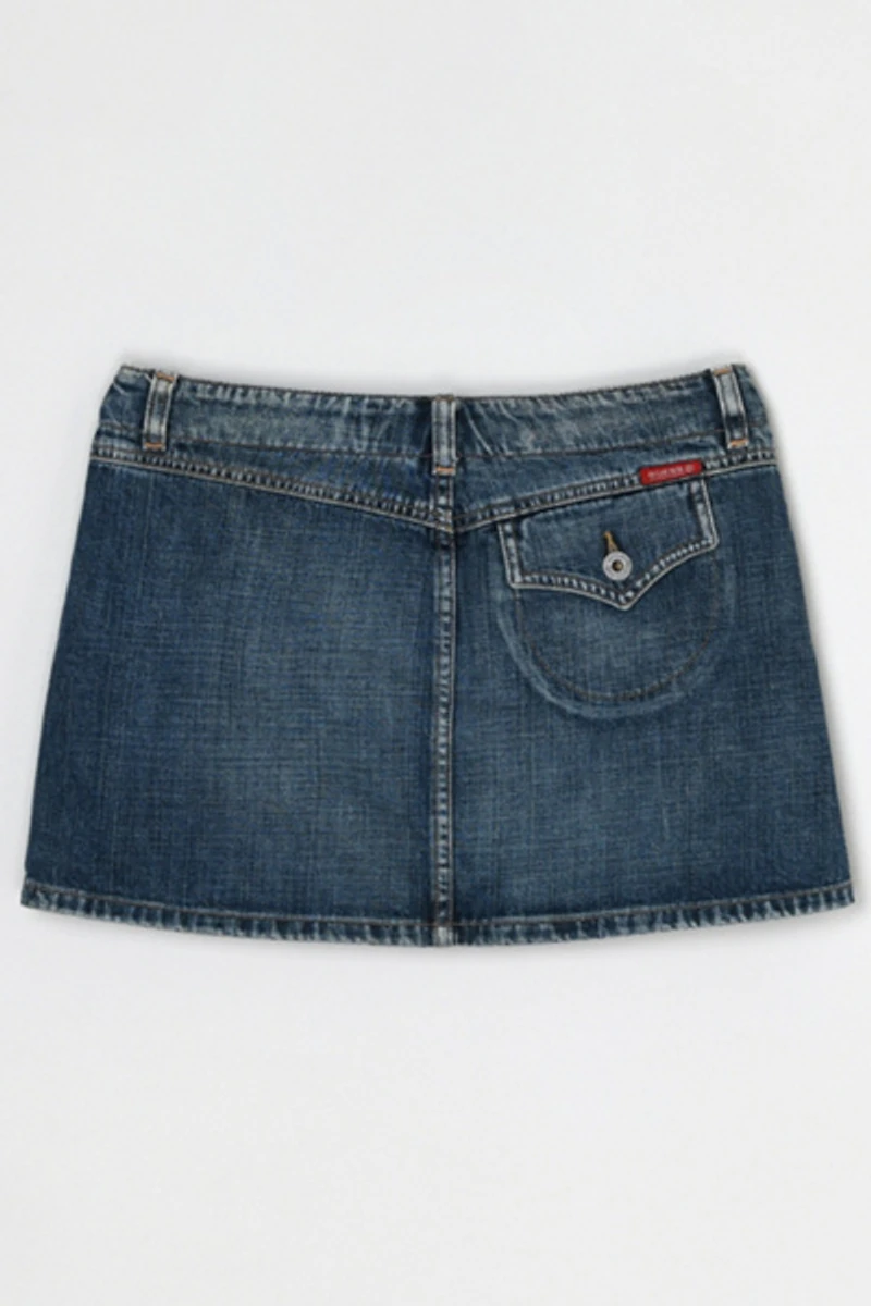Vintage Y2k Pleated Denim Micro Mini Skirt