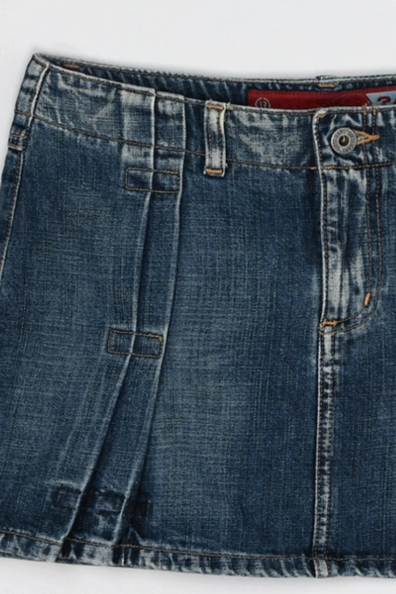Vintage Y2k Pleated Denim Micro Mini Skirt