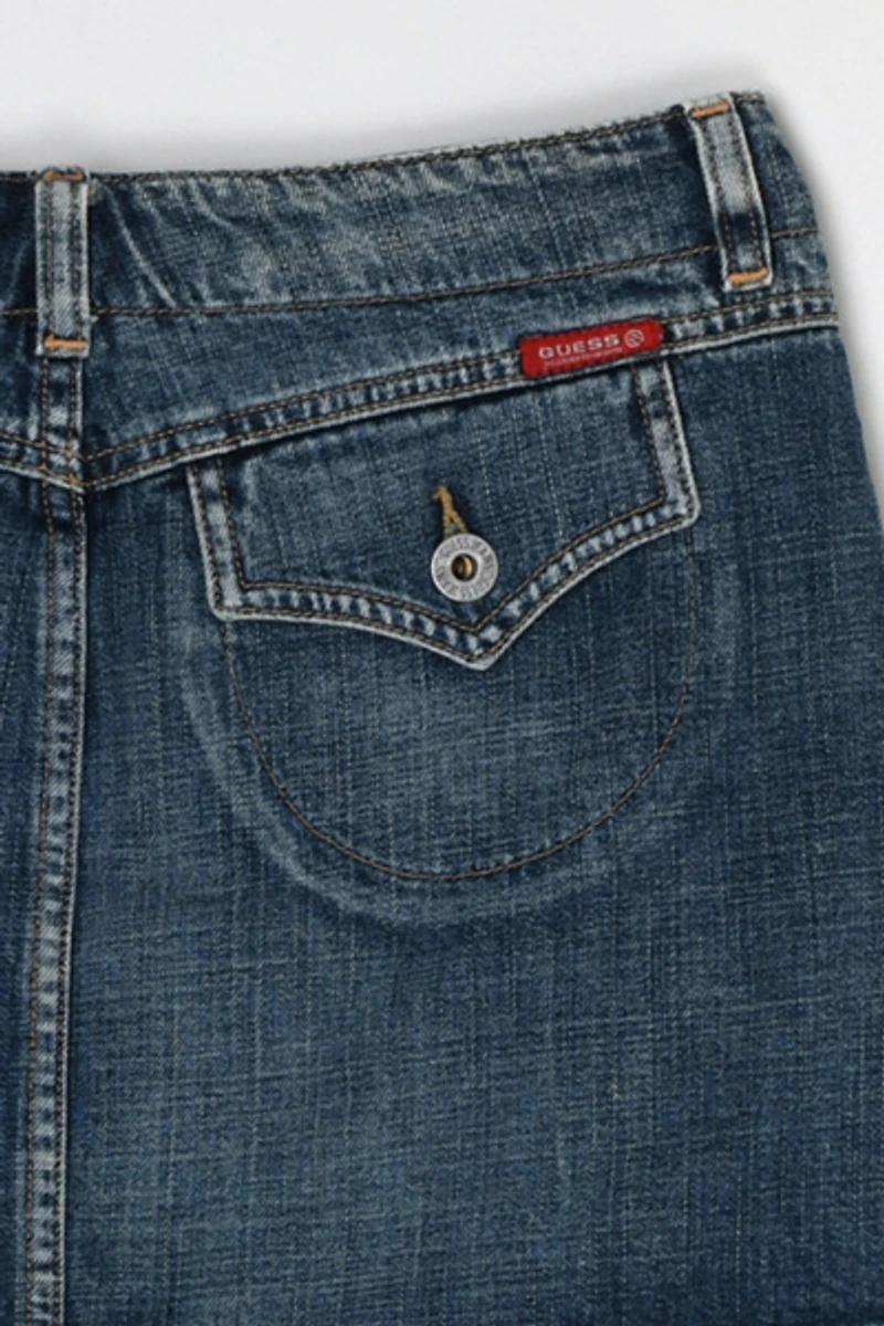 Vintage Y2k Pleated Denim Micro Mini Skirt