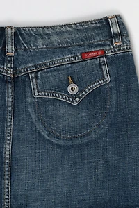 Vintage Y2k Pleated Denim Micro Mini Skirt