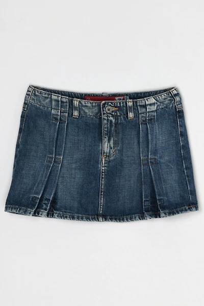 Vintage Y2k Pleated Denim Micro Mini Skirt