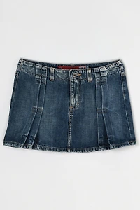 Vintage Y2k Pleated Denim Micro Mini Skirt