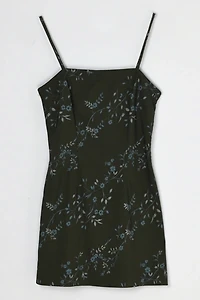 Vintage Y2k Dark Green Printed Mini Dress