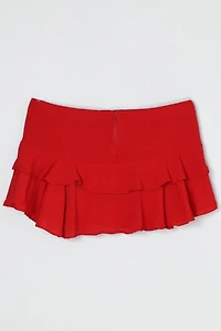 Vintage Y2k Red Chiffon Tiered Micro Mini Skirt with Tie