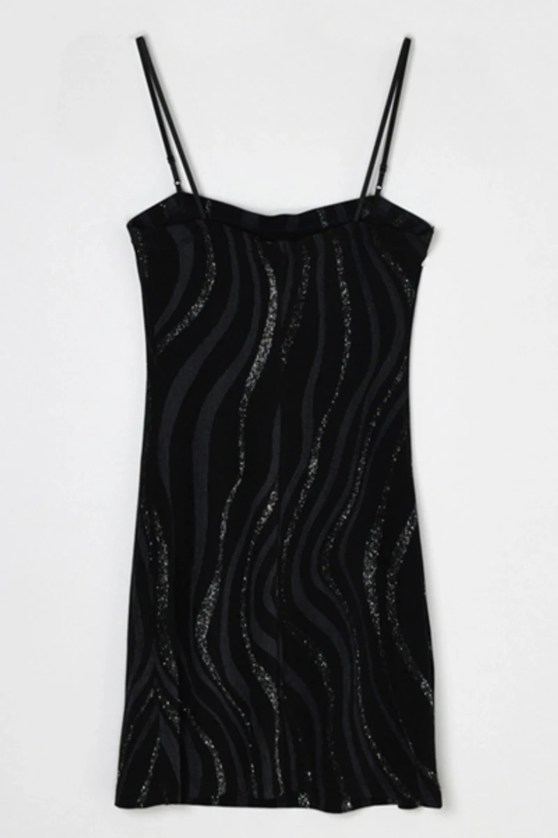 Vintage Y2k Glittered Black Mini Dress