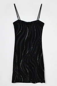 Vintage Y2k Glittered Black Mini Dress
