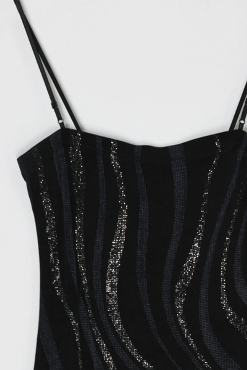 Vintage Y2k Glittered Black Mini Dress