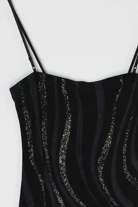 Vintage Y2k Glittered Black Mini Dress