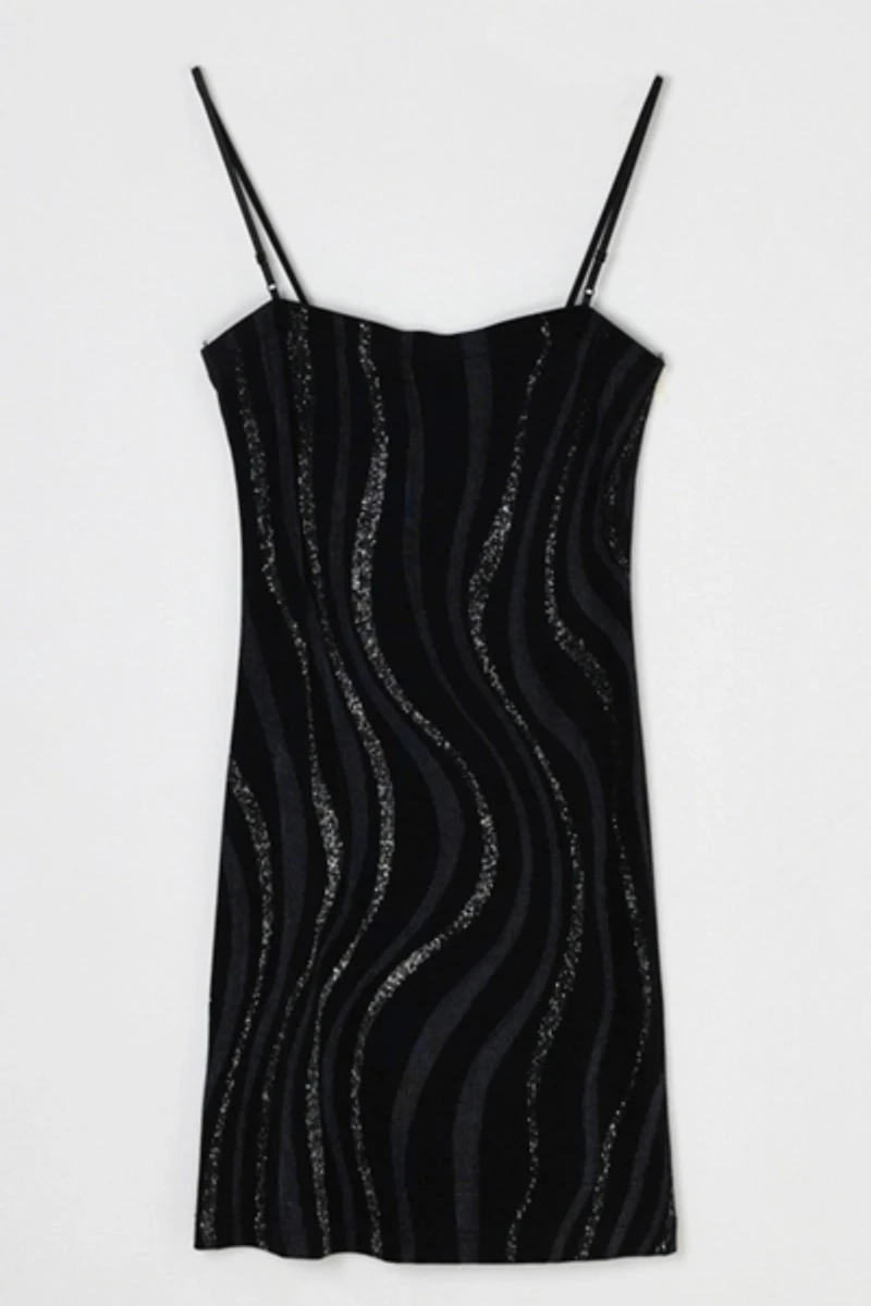 Vintage Y2k Glittered Black Mini Dress