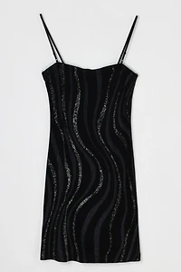 Vintage Y2k Glittered Black Mini Dress