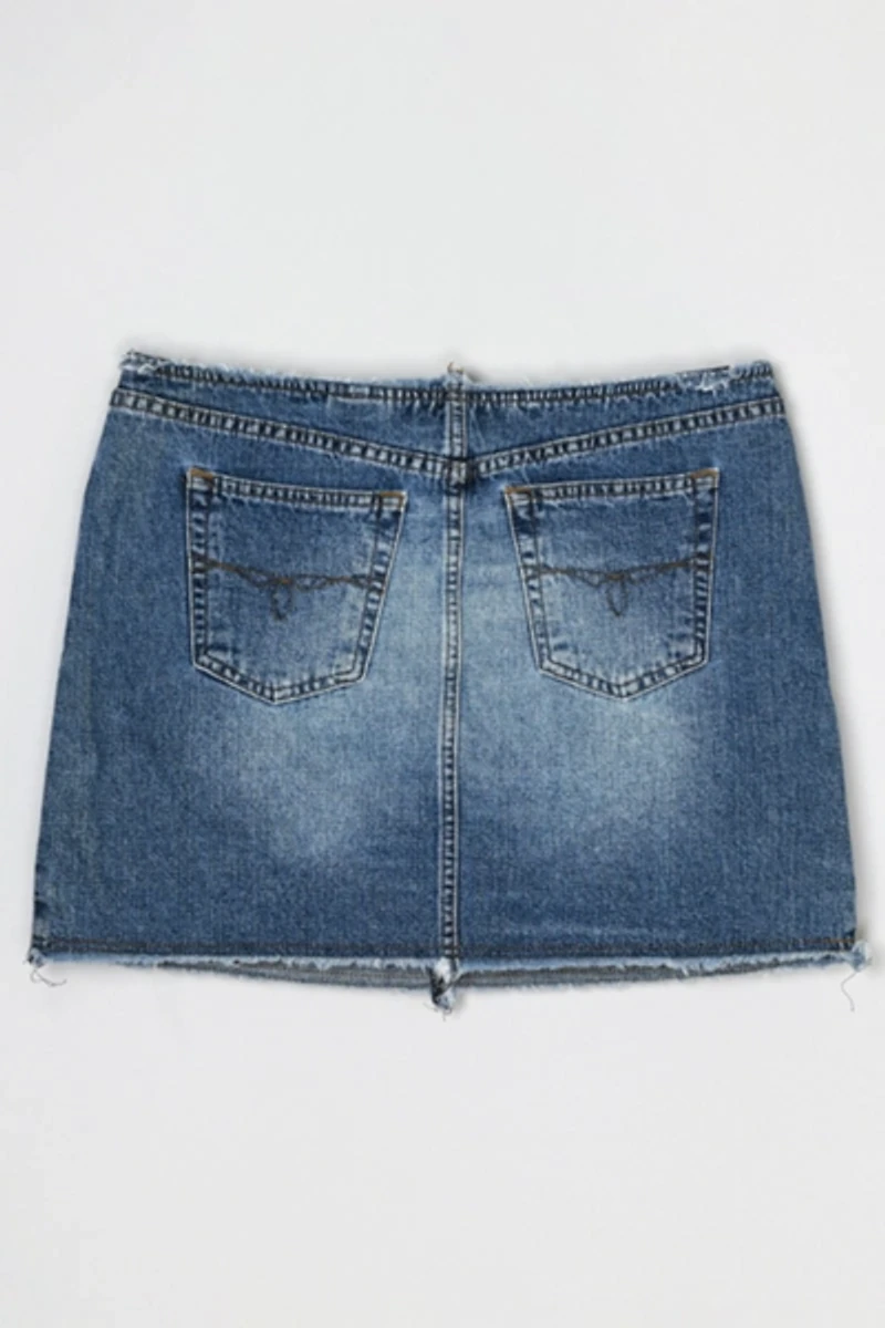 Vintage Y2k Raw-Edge Denim Mini Skirt