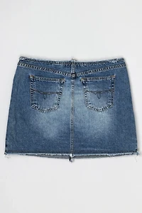 Vintage Y2k Raw-Edge Denim Mini Skirt