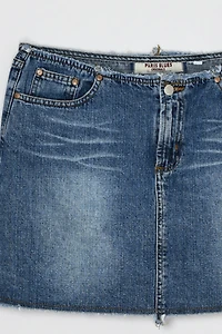 Vintage Y2k Raw-Edge Denim Mini Skirt