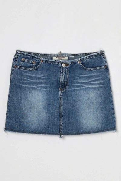 Vintage Y2k Raw-Edge Denim Mini Skirt
