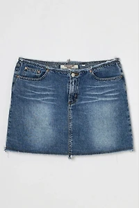 Vintage Y2k Raw-Edge Denim Mini Skirt