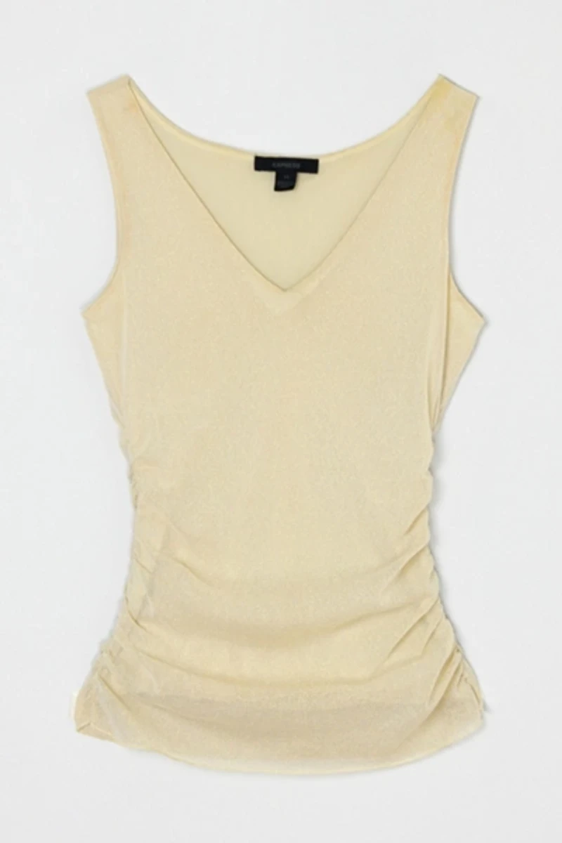 Vintage Y2k Ruched Layered Shimmery Top