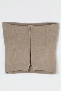 Vintage Y2k Beige Wool Knit Strapless Top