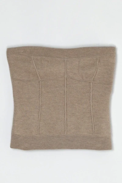 Vintage Y2k Beige Wool Knit Strapless Top