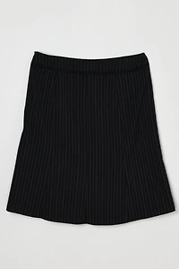 Vintage Y2k Black Midi Skirt with Pink & White Pinstripes