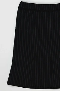 Vintage Y2k Black Midi Skirt with Pink & White Pinstripes