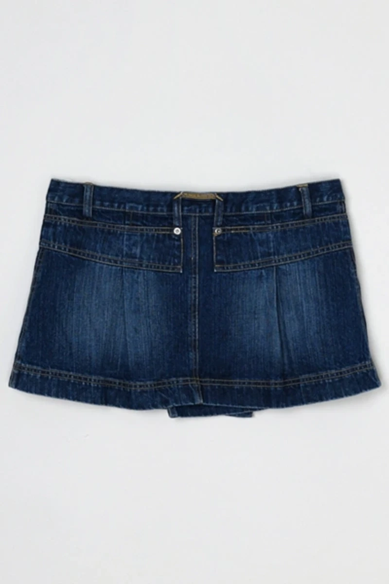 Vintage Y2k Low-Rise Paneled Denim Wrap Mini Skirt