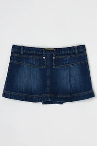 Vintage Y2k Low-Rise Paneled Denim Wrap Mini Skirt