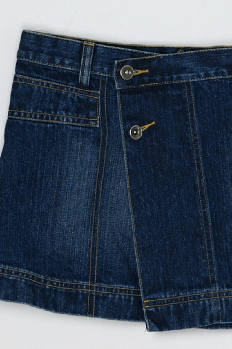 Vintage Y2k Low-Rise Paneled Denim Wrap Mini Skirt
