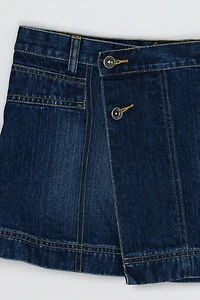 Vintage Y2k Low-Rise Paneled Denim Wrap Mini Skirt