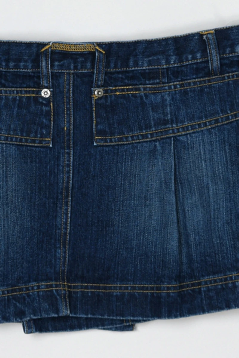 Vintage Y2k Low-Rise Paneled Denim Wrap Mini Skirt