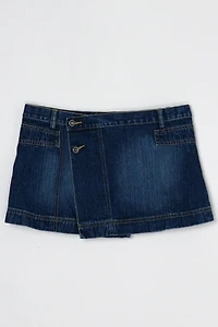 Vintage Y2k Low-Rise Paneled Denim Wrap Mini Skirt