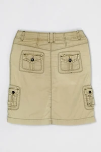 Vintage Y2k Contrast-Stitched Cargo Mini Skirt with Tie
