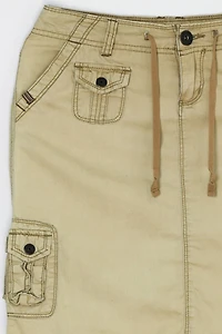 Vintage Y2k Contrast-Stitched Cargo Mini Skirt with Tie