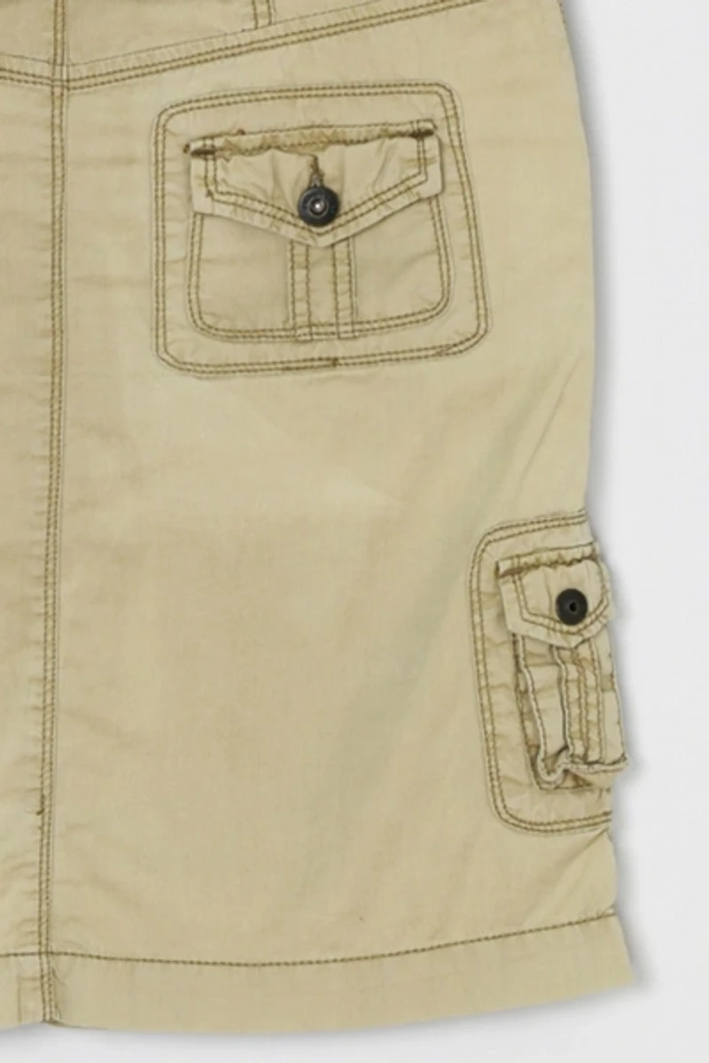 Vintage Y2k Contrast-Stitched Cargo Mini Skirt with Tie