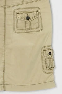 Vintage Y2k Contrast-Stitched Cargo Mini Skirt with Tie