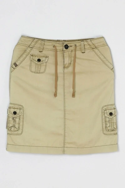 Vintage Y2k Contrast-Stitched Cargo Mini Skirt with Tie