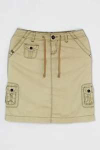Vintage Y2k Contrast-Stitched Cargo Mini Skirt with Tie