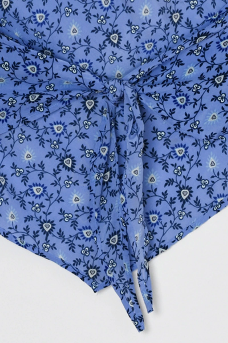 Vintage Y2k Printed Silk Tied Halter Top