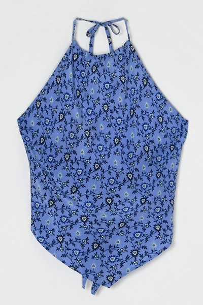Vintage Y2k Printed Silk Tied Halter Top