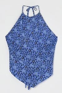 Vintage Y2k Printed Silk Tied Halter Top