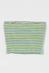 Vintage Y2k Green & Blue Striped Tied Strapless Top