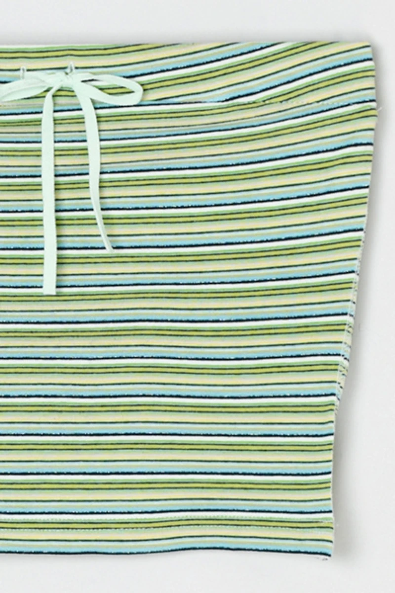 Vintage Y2k Green & Blue Striped Tied Strapless Top
